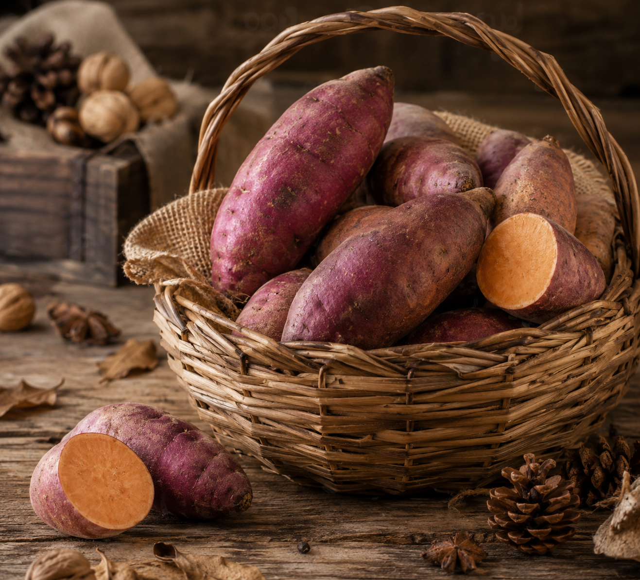 Frische verschiedene Süßkartoffeln