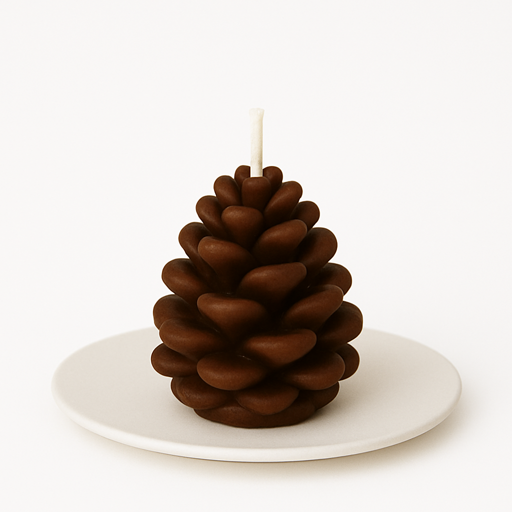 Tannenzapfen Natur – Duftkerze auf Keramikteller