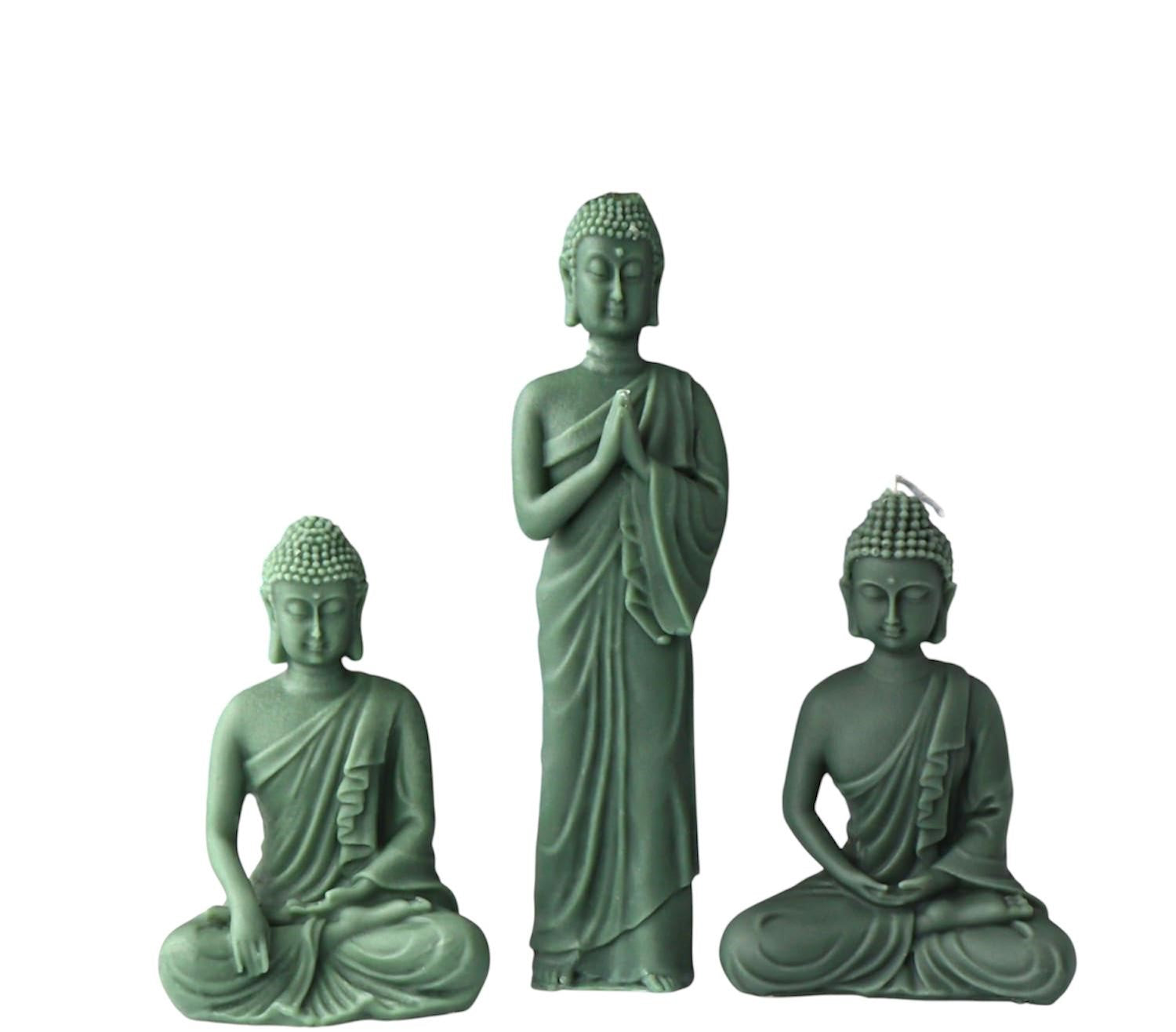 Buddha-Kerzen – 3 Positionen auf Keramikplatte