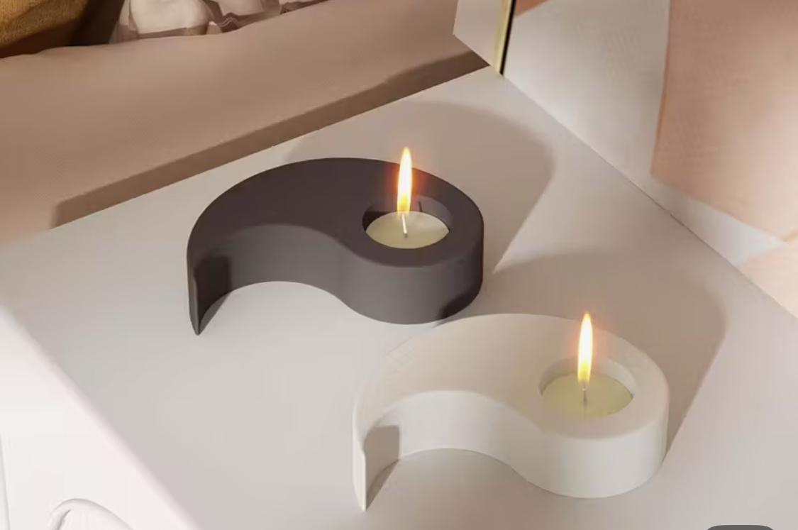 Minimalistischer Yin-Yang Kerzenhalter