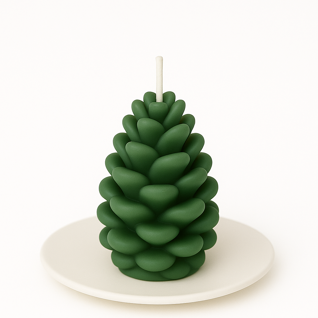 Tannenzapfen Natur – Duftkerze auf Keramikteller