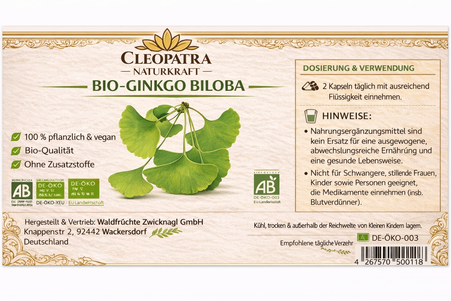 Bio-Ginkgo Biloba-Kapseln