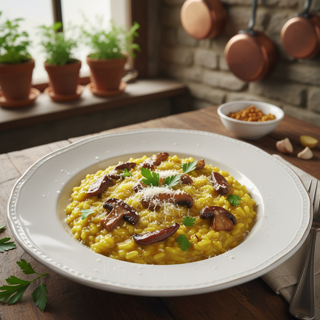 Risotto mit Steinpilzen und Safran