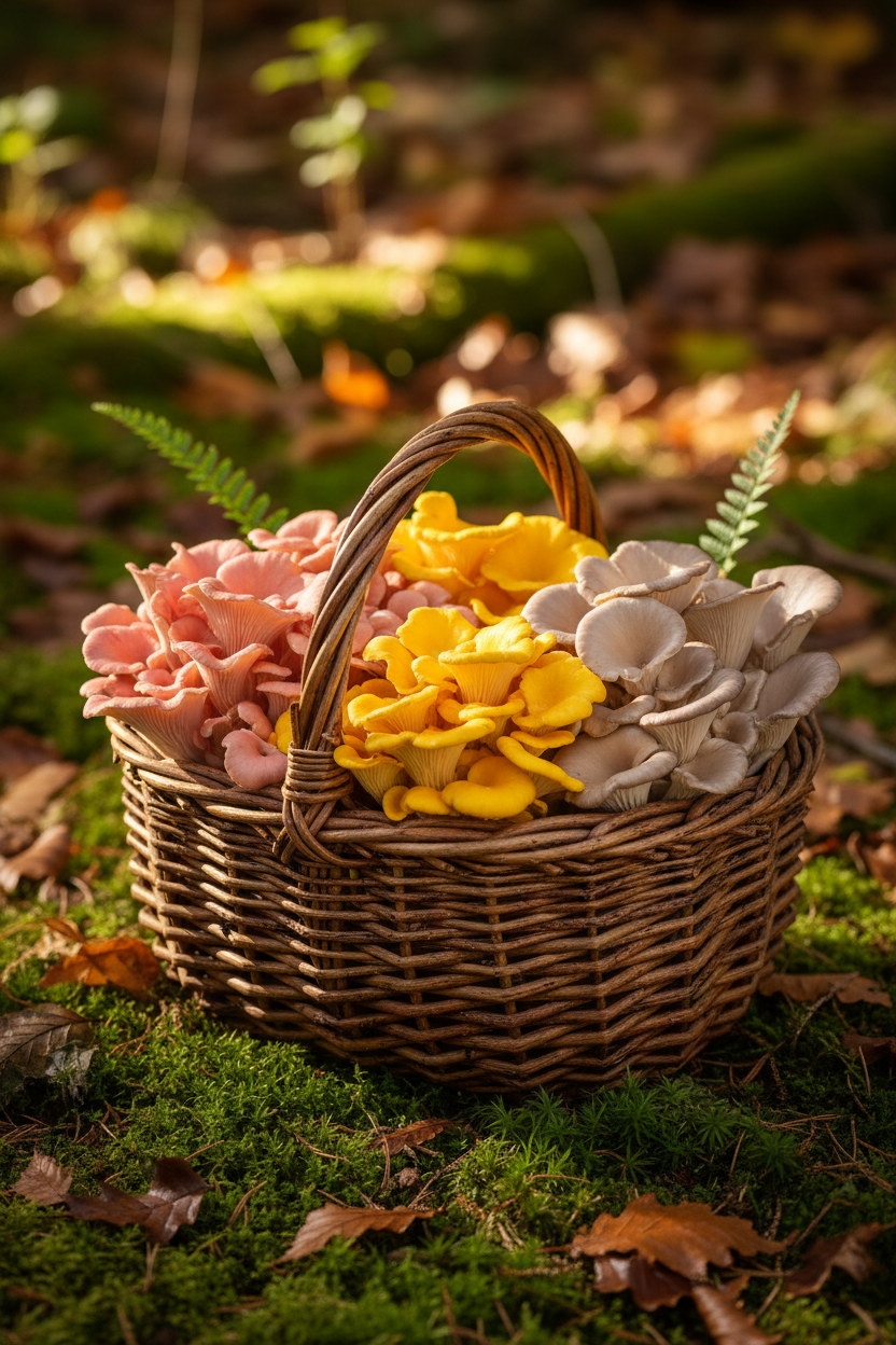 Trio Austernseitlinge – im Korb
