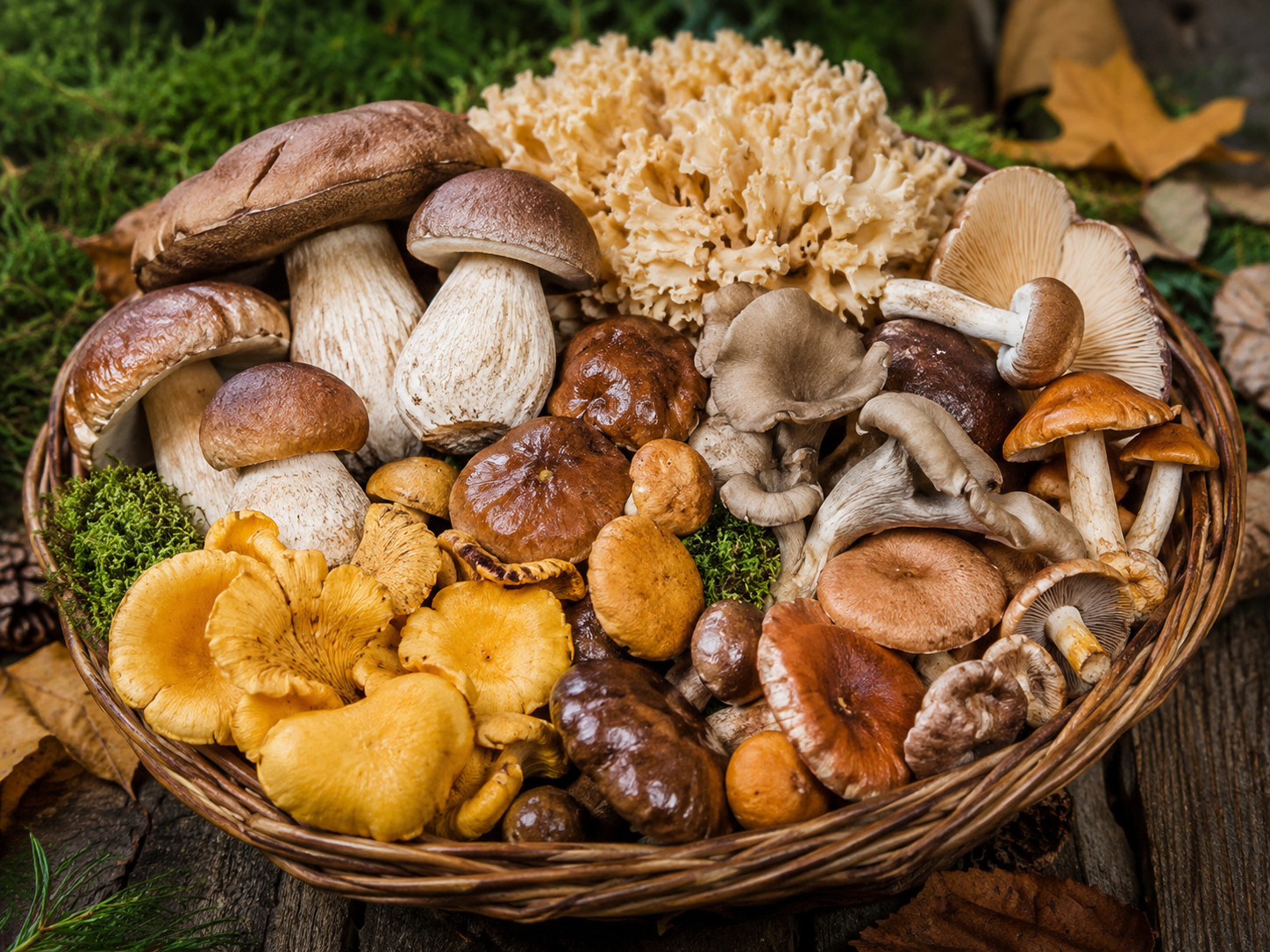 Frische Pilze und 1 Packung Pilzpulver für Soße