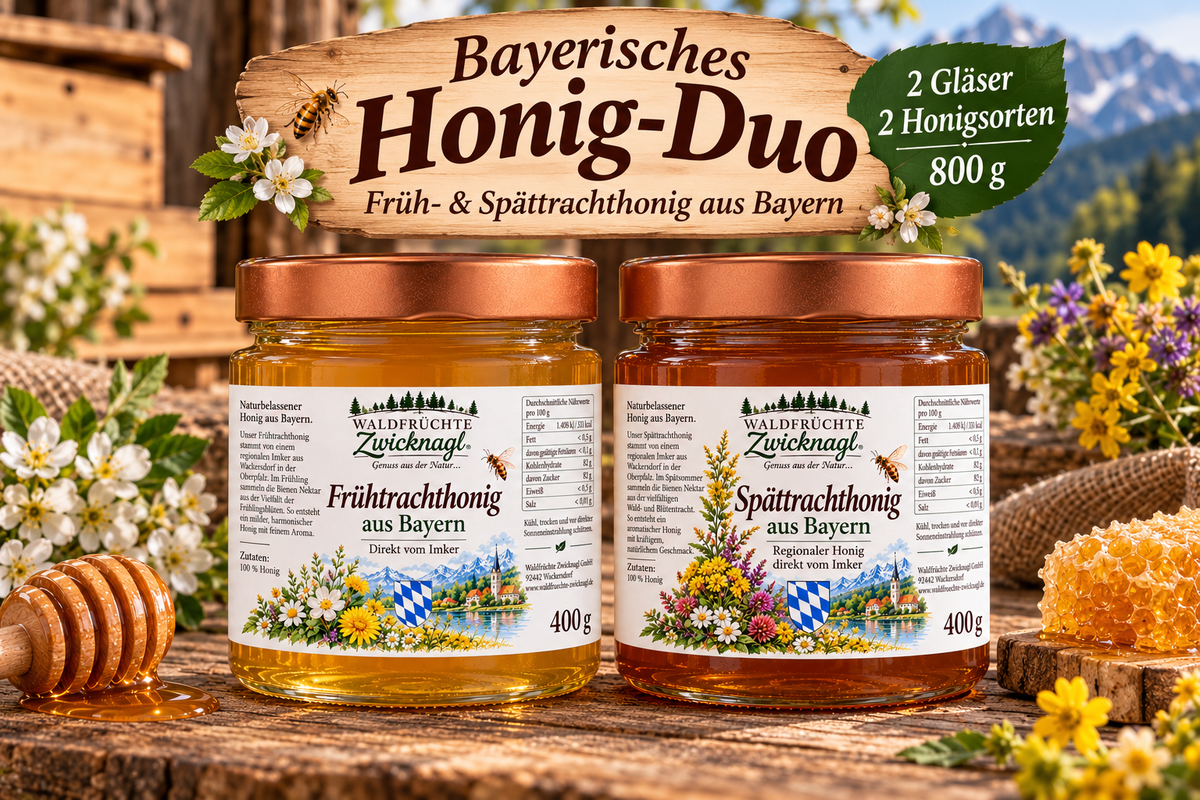 Bayerisches Honig-Duo – Früh- & Spättrachthonig (2 × 400 g)