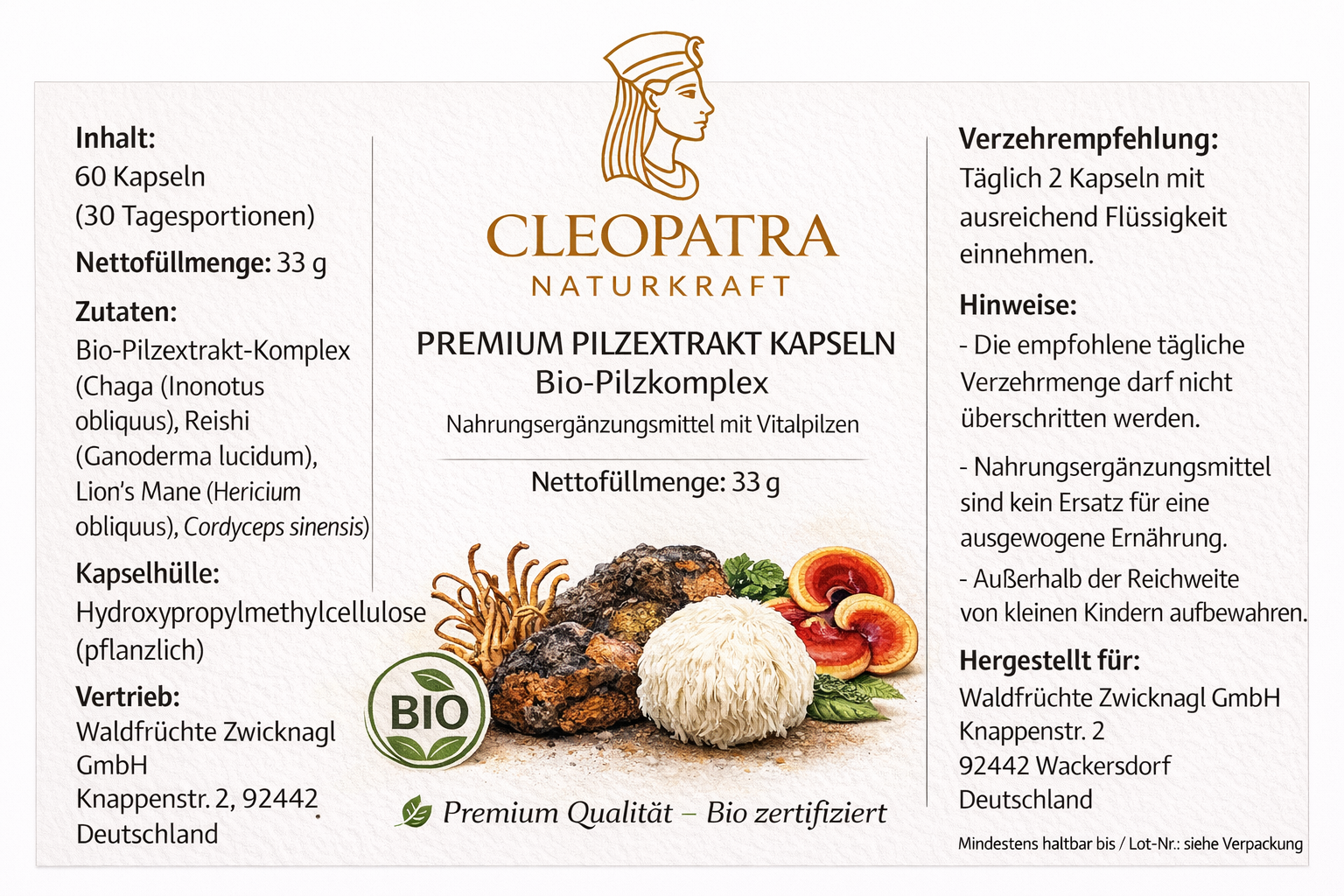 Premium Pilzextrakt Kapseln