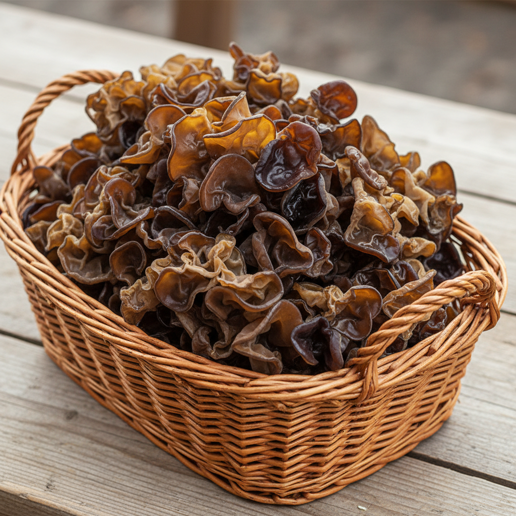 Frische Judasohren (Mu-Err) im Korb