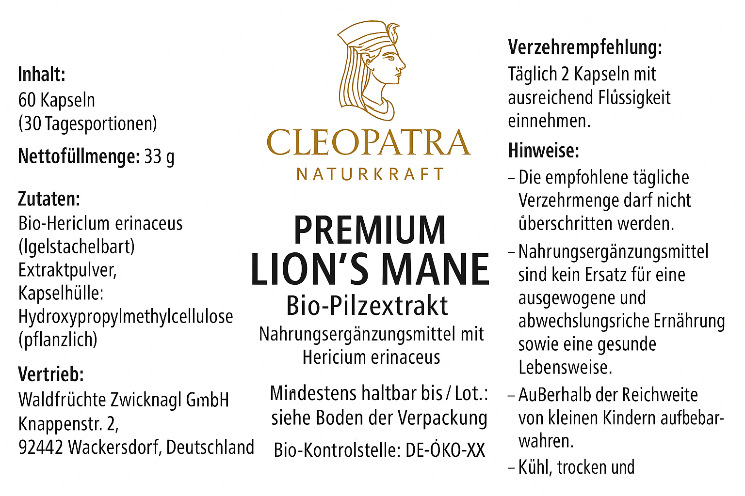 Premium-Löwenmähne-Extraktkapseln