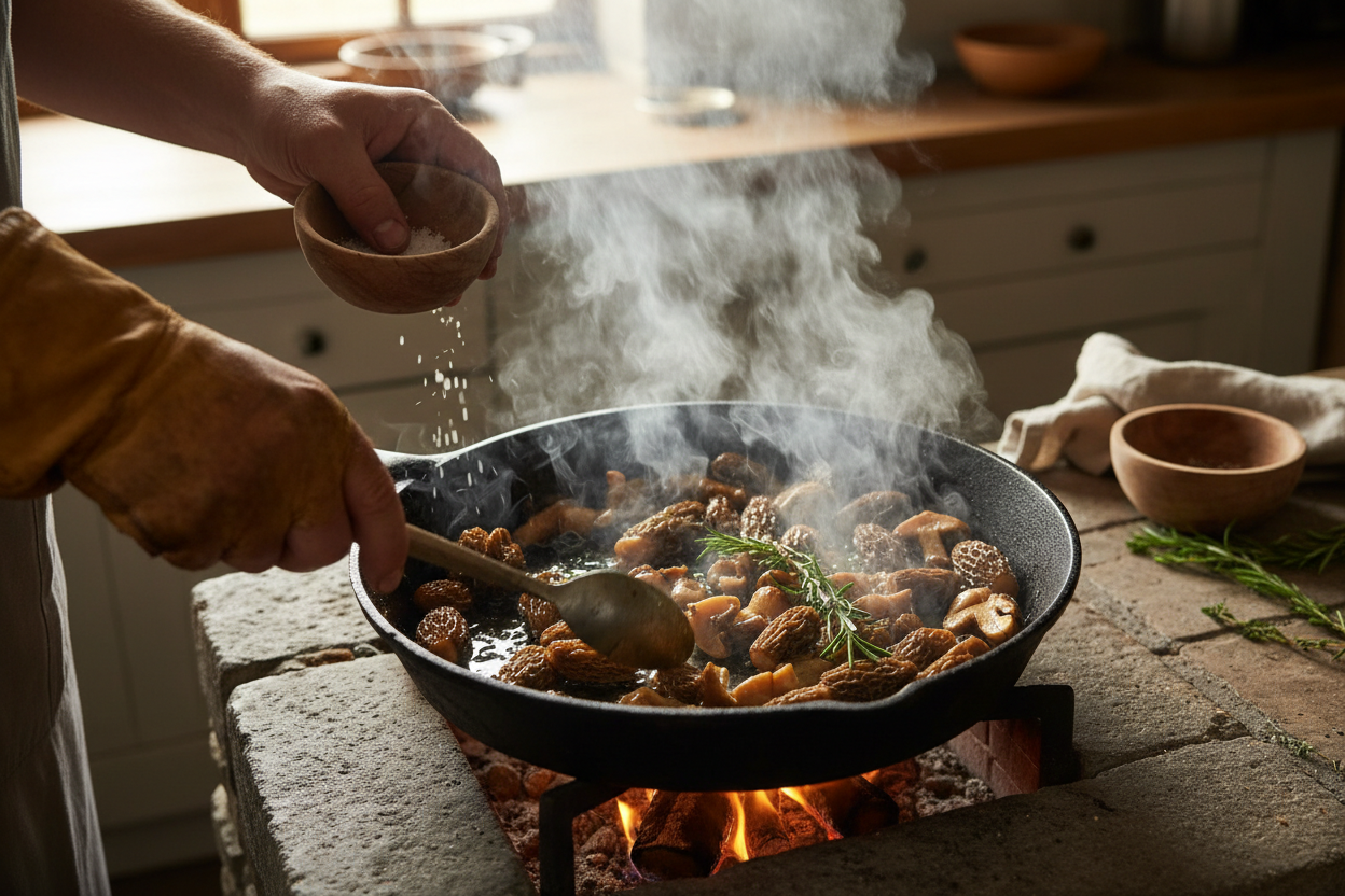 Mână gătind zbârciogi (Morcheln)